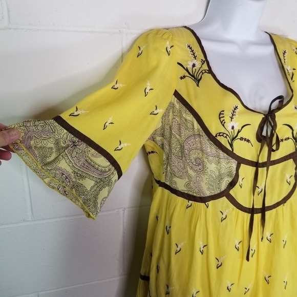 Vtg Lithe Anthropologie yellow boho tunic dress - Picture 12 of 12